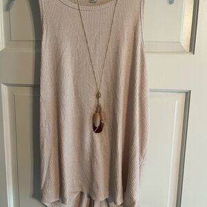 A New Day Ribbed Tank Top in Tan and Cream